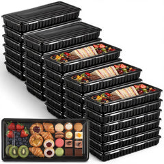 Teecyhooo 30 pack catering trays with lids clear