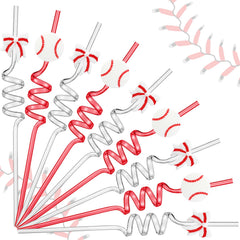 Teecyhooo 24 Pcs Baseball Bow Coquette drinking straws set