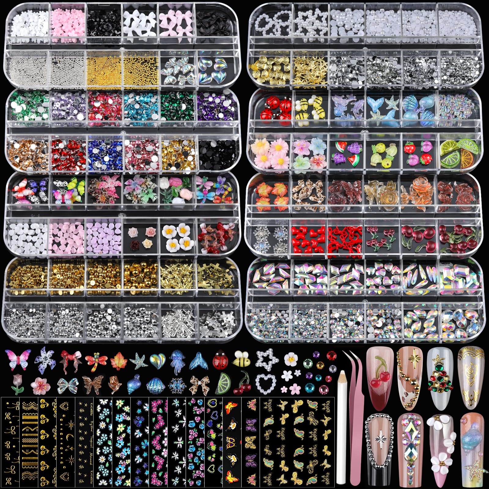 Teentior nail charms set with assorted charms