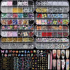 Teentior nail charms set with assorted charms