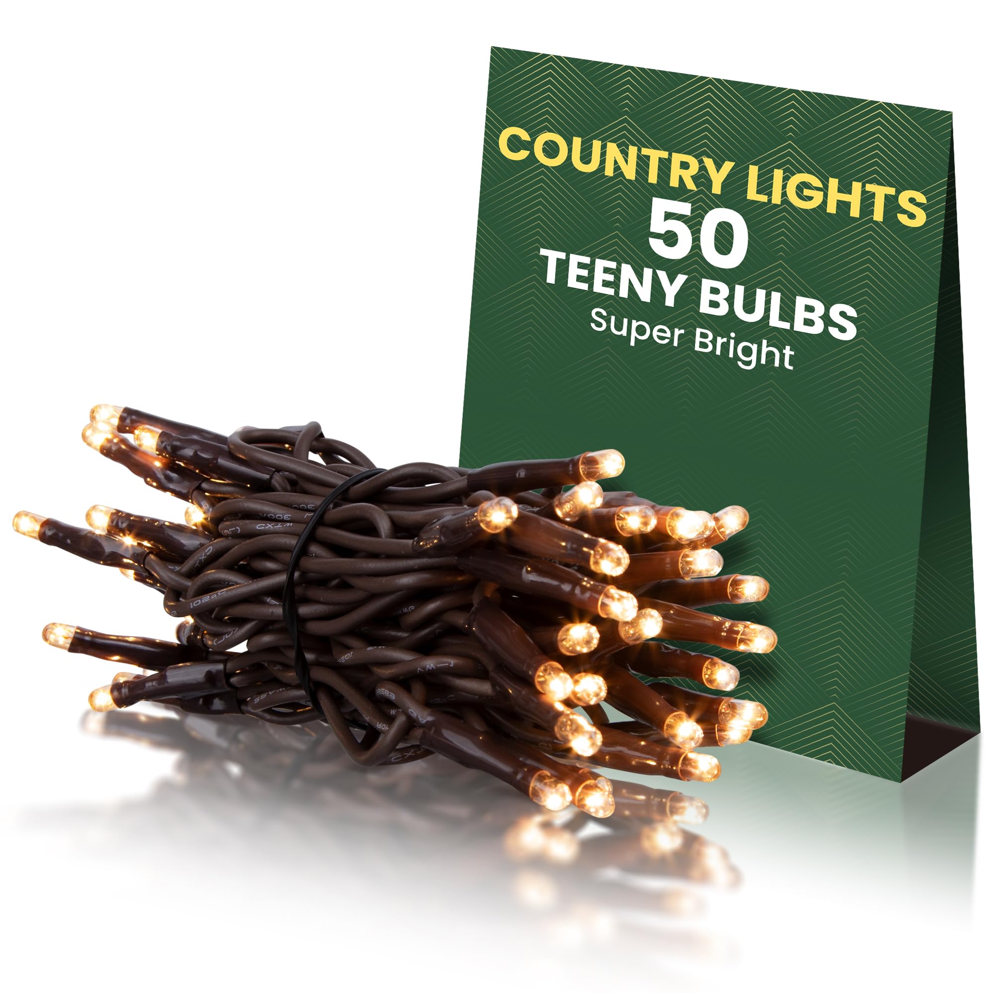 Teeny Lights 50Ct Brown warm mini bulbs clear with brown cord