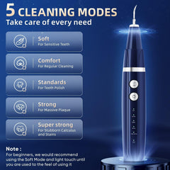 Teeth cleaning kit with five modes and stainless steel heads