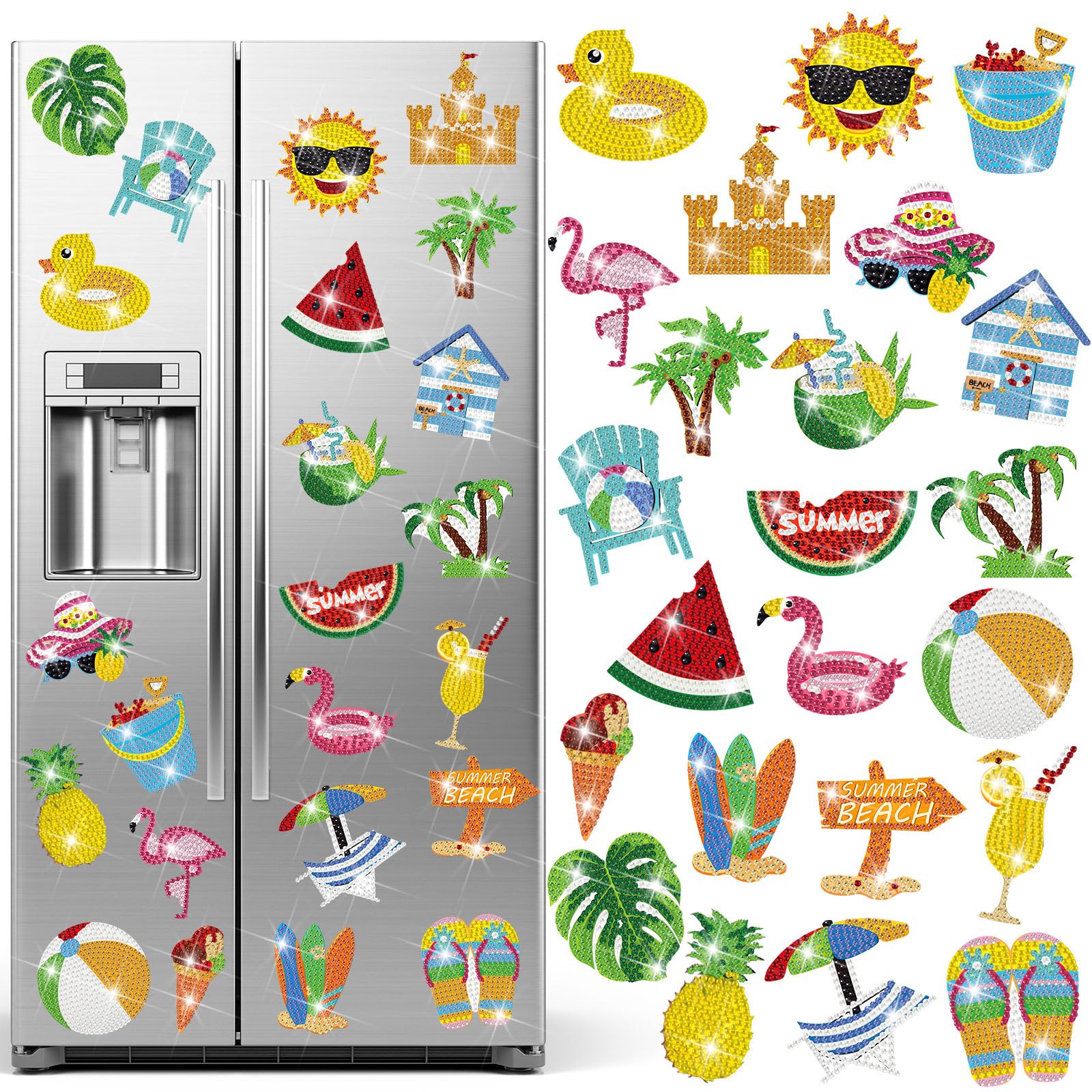 Tellegloww 24 Pcs Refrigerator Diamond Painting Magnets kit