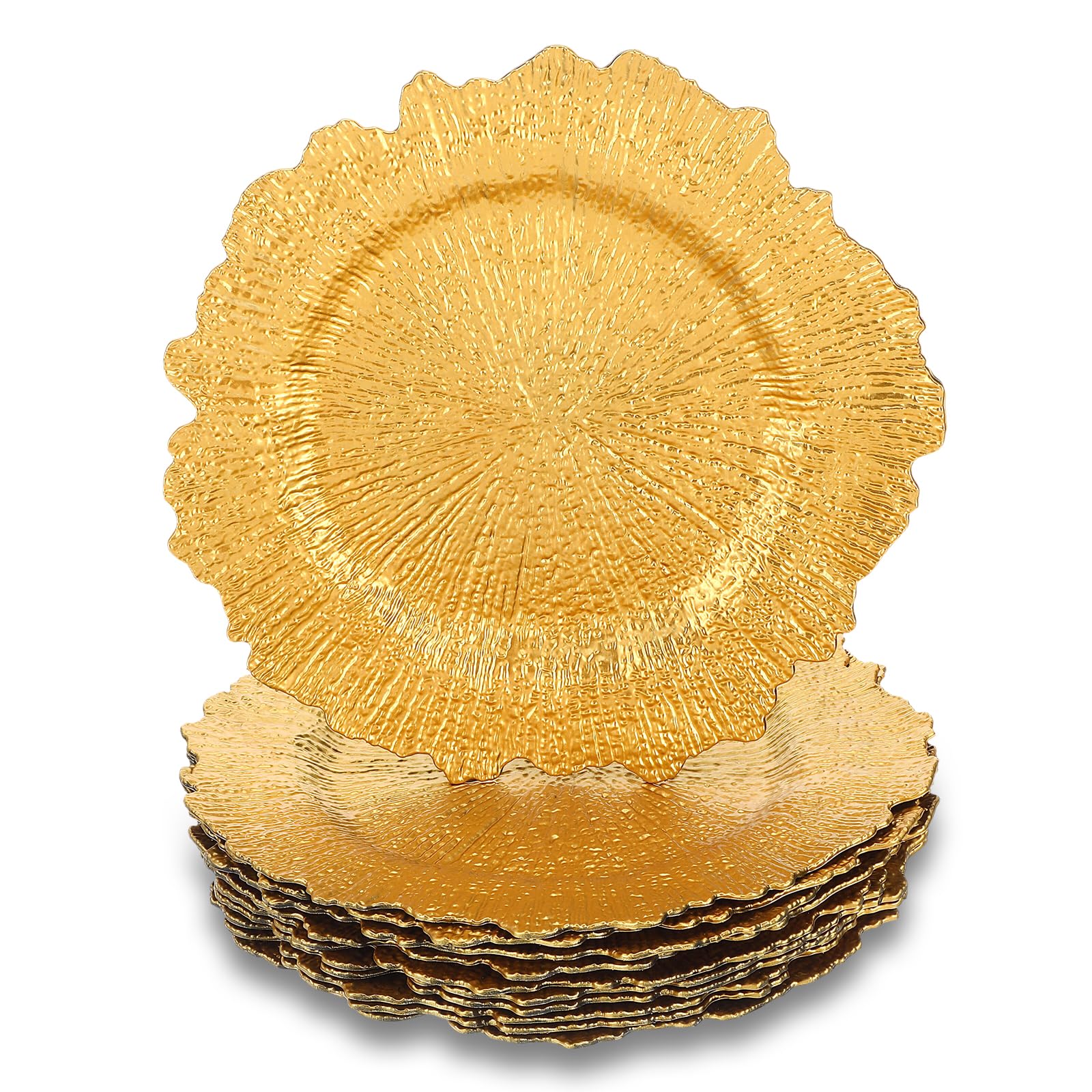Telooco 12 pack gold charger plate 13 inch round plastic