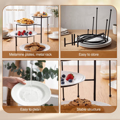 10 inch round melamine plates on adjustable tiers