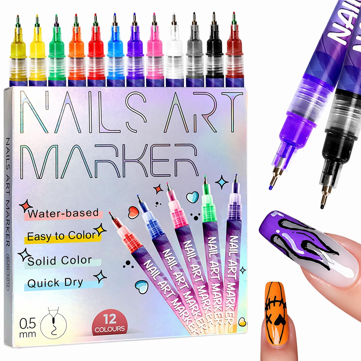 Tenneshe 12 Color Nail Art Pens packaging