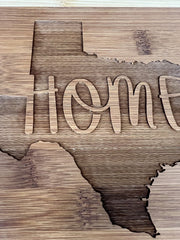Texas Home Cutting Board 14x9x0-5 Bamboo two toned design