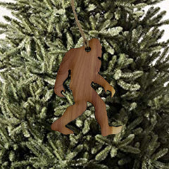 Texas made solid cedar Sasquatch ornament grain variations