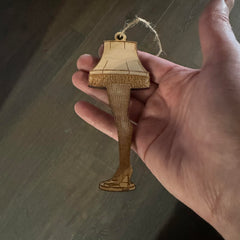 Texas made Leg Lamp ornament in raw wood