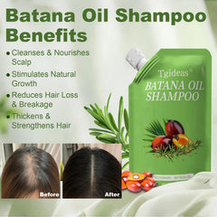 Shampoo bottle label shows Batana Oil and Rosemary