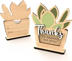 Engraved message Thanks for helping me grow on card holder