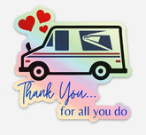 Thank You Postal Holographic Sticker 3x3 rainbow vinyl