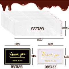 Thank you stickers 1x2 inch black and white set 200pcs