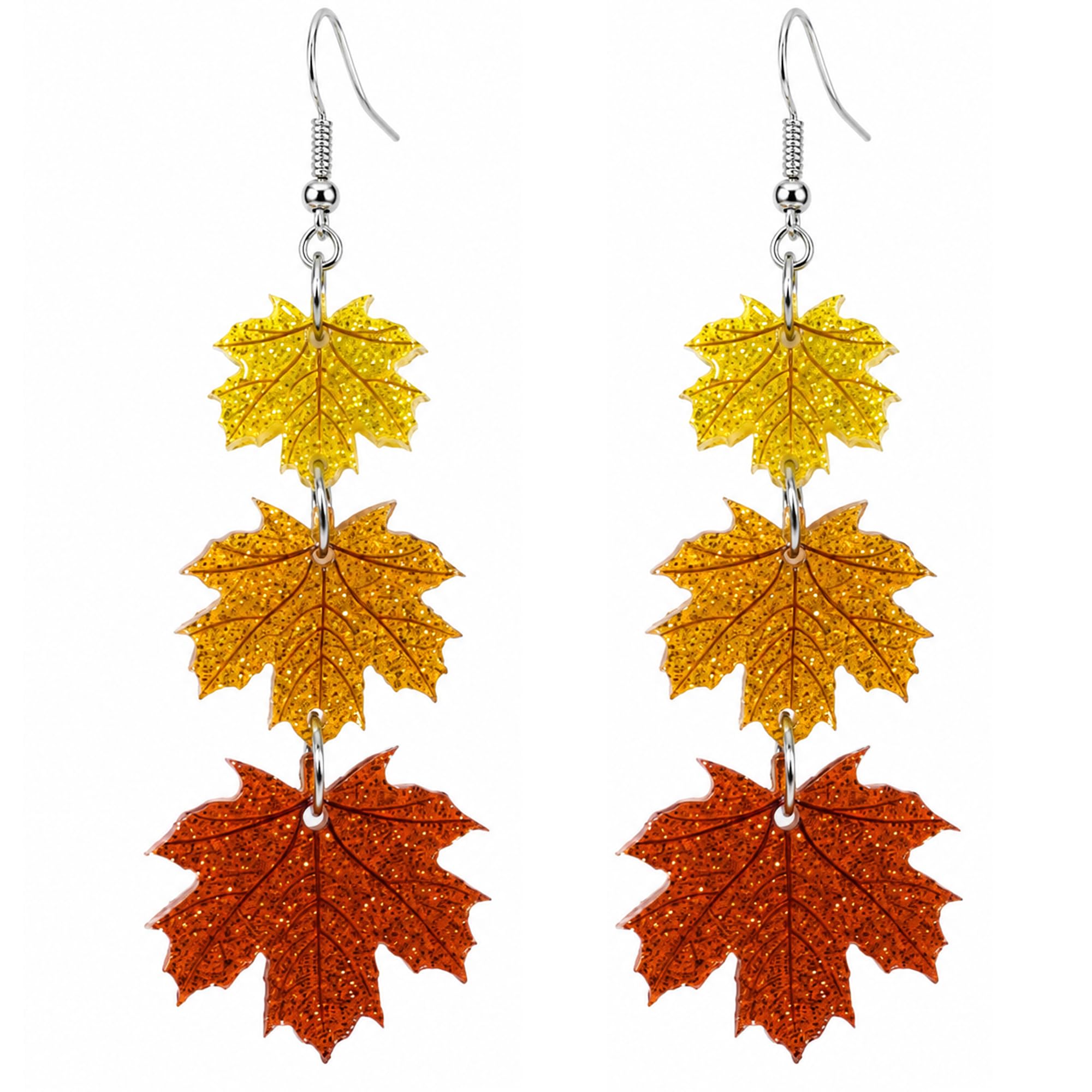 Thanksgiving Outfit Women three-layer maple leaf earrings product image