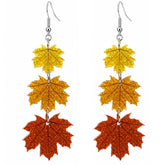 Thanksgiving Outfit Women three-layer maple leaf earrings product image