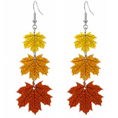 Thanksgiving Outfit Women three-layer maple leaf earrings product image