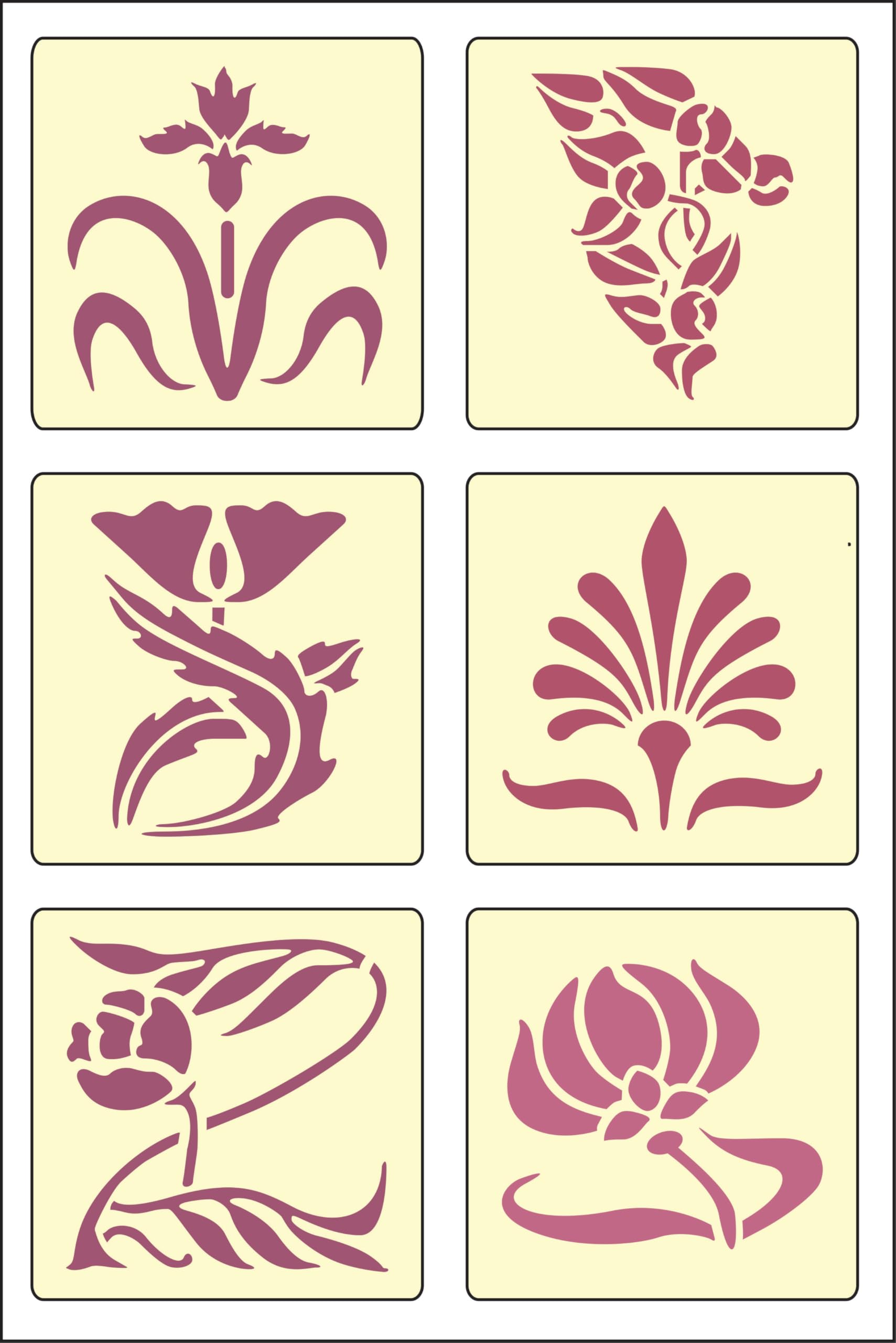 The Artful Stencil Art Nouveau 6-Piece Stencil Set
