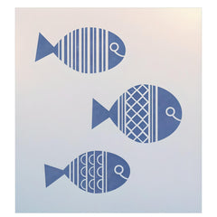 The Artful Stencil Fish Set Template 4.7x2.5 inch silhouettes on Mylar