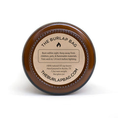 The Burlap Bag Expert Dog Petter 9oz soy candle burn time 50+ hours
