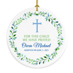 The Butterfly Press Personalized Christmas Ornament white porcelain 3 inch round with name and date in a gift box