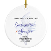 The Butterfly Press 3 inch glossy white porcelain ornament personalized with name and date
