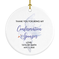The Butterfly Press 3 inch glossy white porcelain ornament personalized with name and date