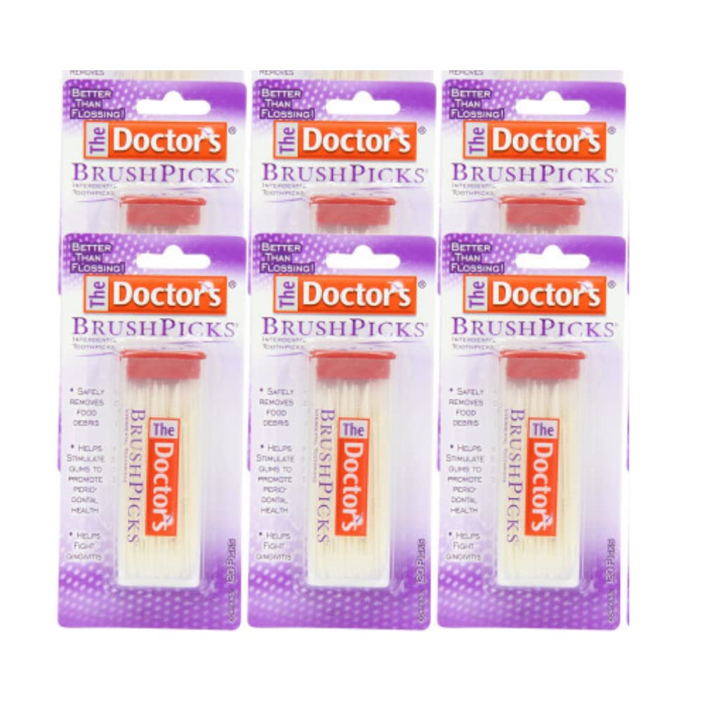 The Doctor's BrushPicks Interdental Toothpicks 720picks 6pack in portable case