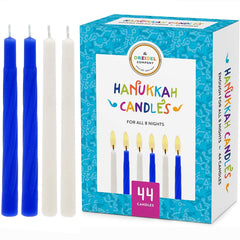 The Dreidel Company menorah blue and white Hanukkah candles