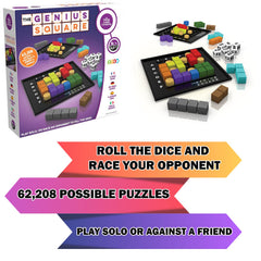 Seven colored shapes included for The Genius Square puzzle game
