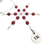 The Run Home 5K Ornament beaded snowflake with vintage red beads