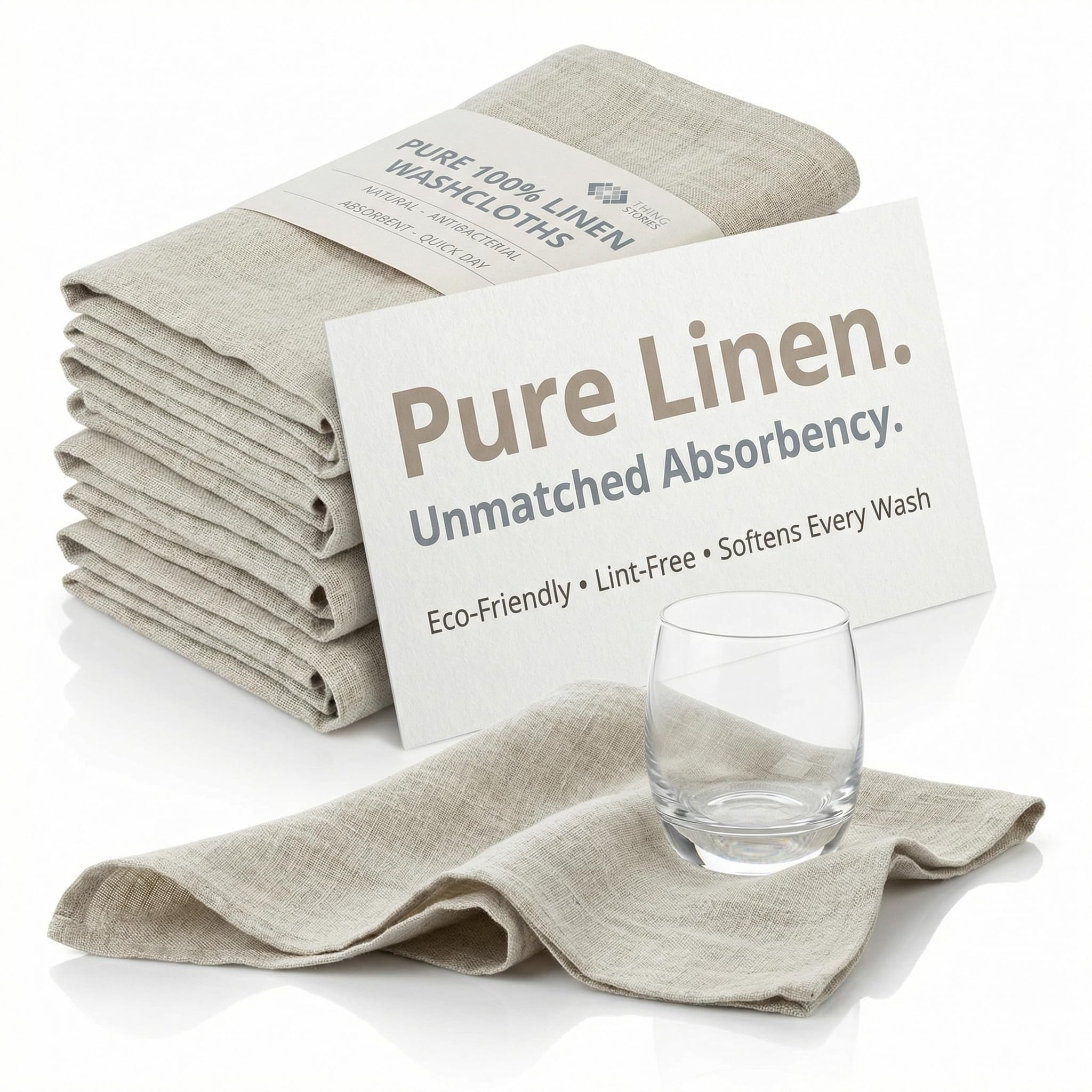 Thing Stories Pure Linen Flax Washcloths natural color