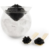 ThougrLyh glass caviar server set with round 15 oz bowl