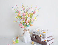 Three-branch Easter stem with colorful flowers for home decor