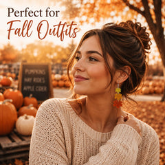 Three-layer maple leaf design fall leaf earrings for women product image