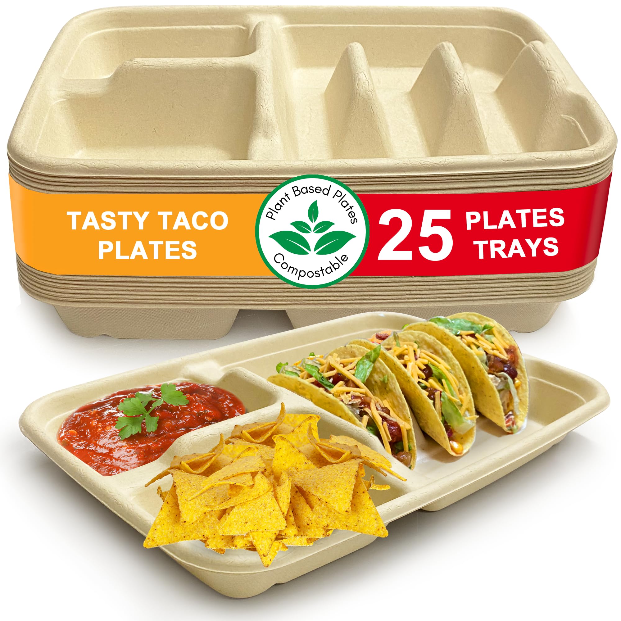 3-Taco & 2-Sides Taco Plates capacity hold 3 tacos and 2 sides
