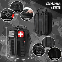 THRIAID 60-piece tactical survival tools inside pouch