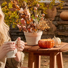 Mercury gold accents on pumpkin Laurel candle