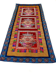 Tibetan silk brocade table runner handmade in Nepal with eight auspicious symbols