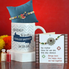 Gift set with coffee mug 10 Oz and rakhi card