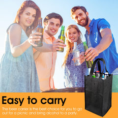 Non-woven wine bottle carrier by TIESOME with four compartments