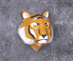 Handmade wide animal figurine tiger head papercraft