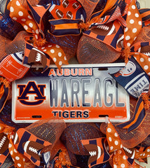 Football fan decoration wreath for Auburn Tigers entryway