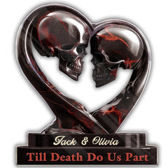 Till Death Do Us Part 4 inch gothic skull heart acrylic plaque