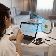 180 degree tilt desk fan with hanging hook