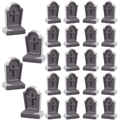 TIM CHESS 24 Pcs Mini Tombstones Halloween Decor set on display