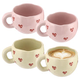 TIMCORR four piece beige and pink ceramic coffee mugs