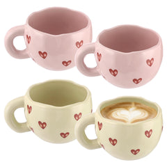 TIMCORR four piece beige and pink ceramic coffee mugs