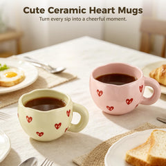 Heart design TimCorr mugs 9.4 oz beige and pink