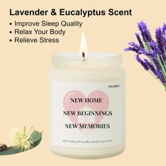 TINAREKA lavender eucalyptus candle in artisanal glass jar