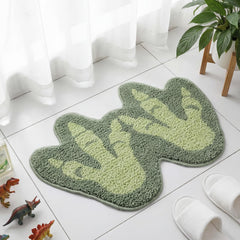 Tinideya dinosaur bath mat 24x16 inches aqua green footprints design